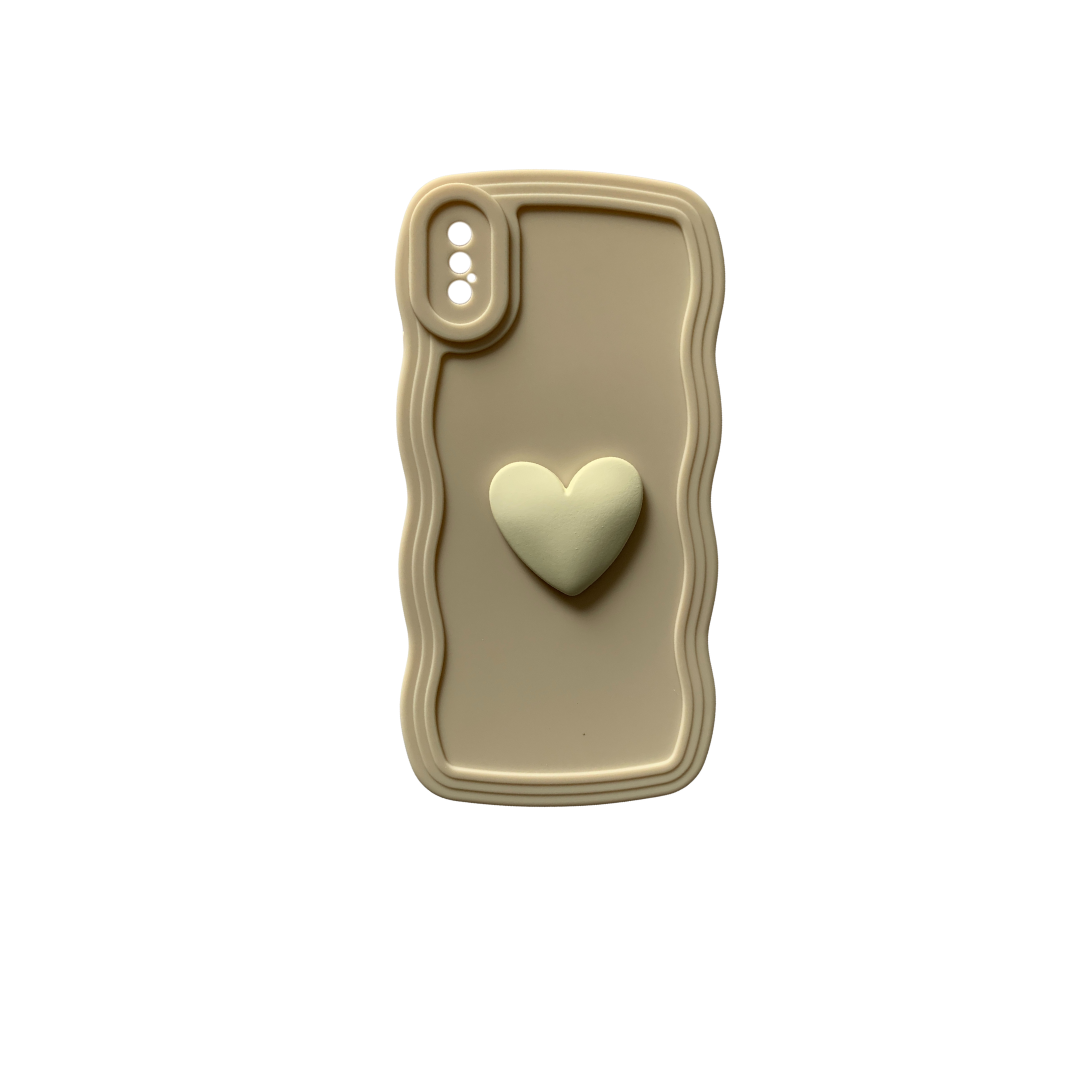 beige heart iphone x/xs case – soft silicone wavy design