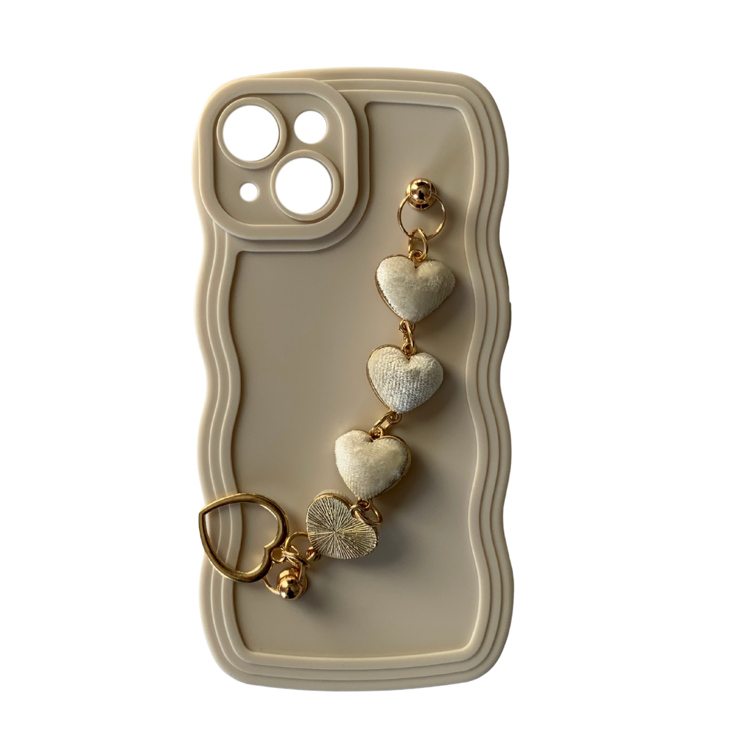 white heart charm iphone 14 case