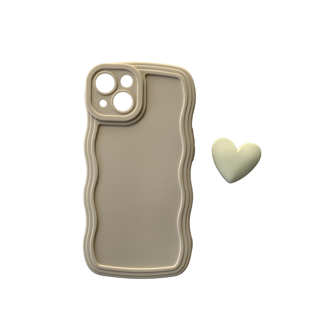 beige heart iphone 13 case – soft silicone 3d heart design